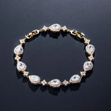 ZAKOL Classic Geometric Water Drop CZ Bracelet for Women Bridal Gorgeous Buling Zircon Party Wedding Jewelry