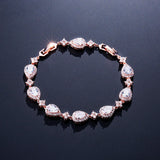 ZAKOL Classic Geometric Water Drop CZ Bracelet for Women Bridal Gorgeous Buling Zircon Party Wedding Jewelry