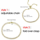 Luxury Dainty Tennis Bracelet for Women Silver Color Sparkling Cubic Zircon Stackable Hand Chain Crystal Wedding Jewelry H085