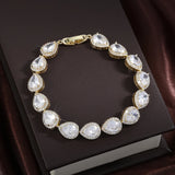 ZAKOL Classic Geometric Water Drop CZ Bracelet for Women Bridal Gorgeous Buling Zircon Party Wedding Jewelry
